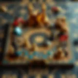 An intricate board layout showcasing various game elements