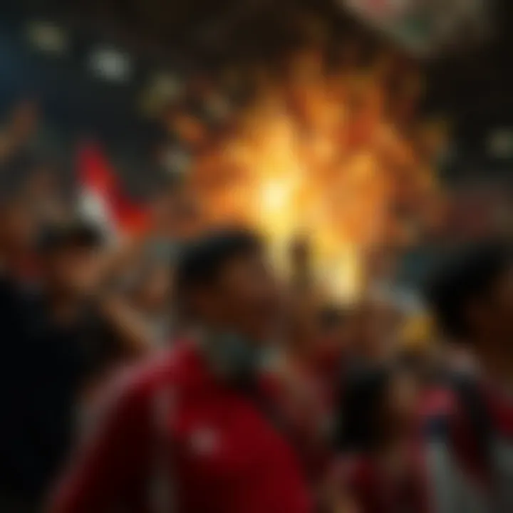 A dynamic representation of fans celebrating an Asian game