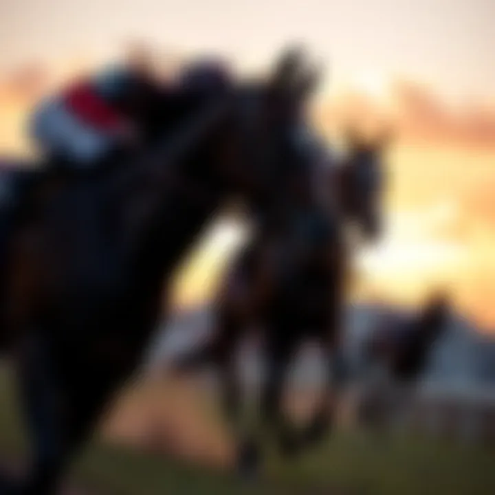 Thoroughbred Racing Elegance The majestic thoroughbred racing at sunset