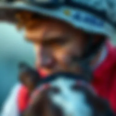 Jockey's Intense Concentration A close-up of a jockey focused before the race