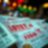 Vibrant illustration of lottery tickets and a winning ticket concept