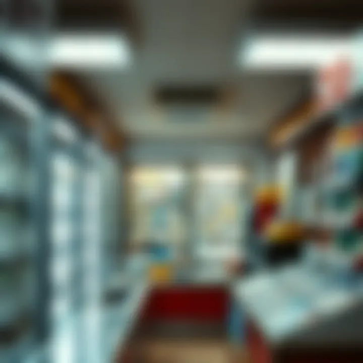 Inside a Lottery Shop Interior layout of a lottery shop with tickets displayed