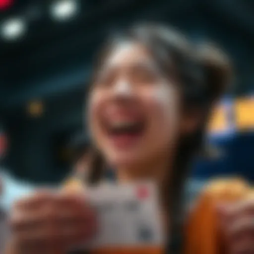 Euphoria of Winning Winning ticket with joyful expression