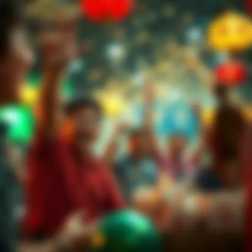 Illustration depicting the excitement of lottery winners