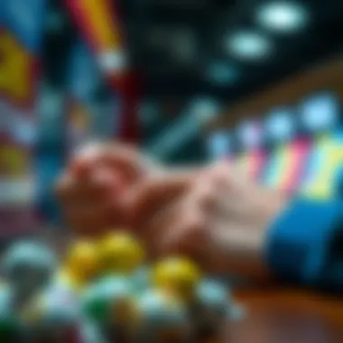 A close-up of hands selecting lottery numbers thoughtfully.