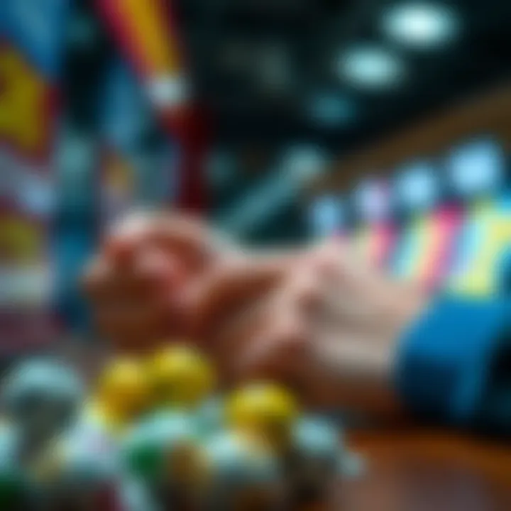 A close-up of hands selecting lottery numbers thoughtfully.