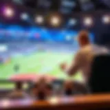 A dynamic sports broadcast scene illustrating live action and engagement